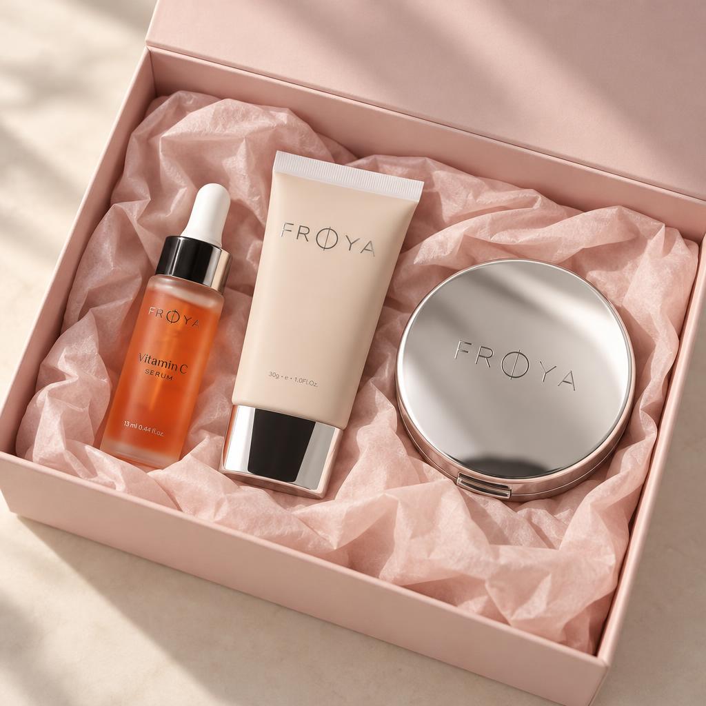 Nordic Glow Gaveeske – Frøya Vitamin C Serum, CC Cream og All Around Bronzer